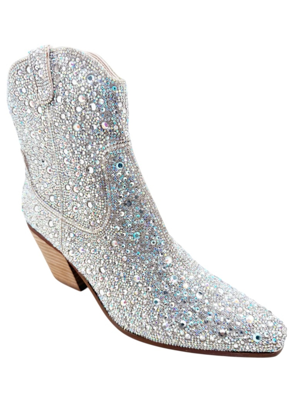 🆕{BETSEY JOHNSON} Blue DIVA Rhinestone Embellished Western Bootie - Picture 15 of 16